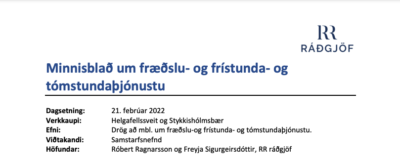 Minnisblöð um málaflokka komin á vefinn